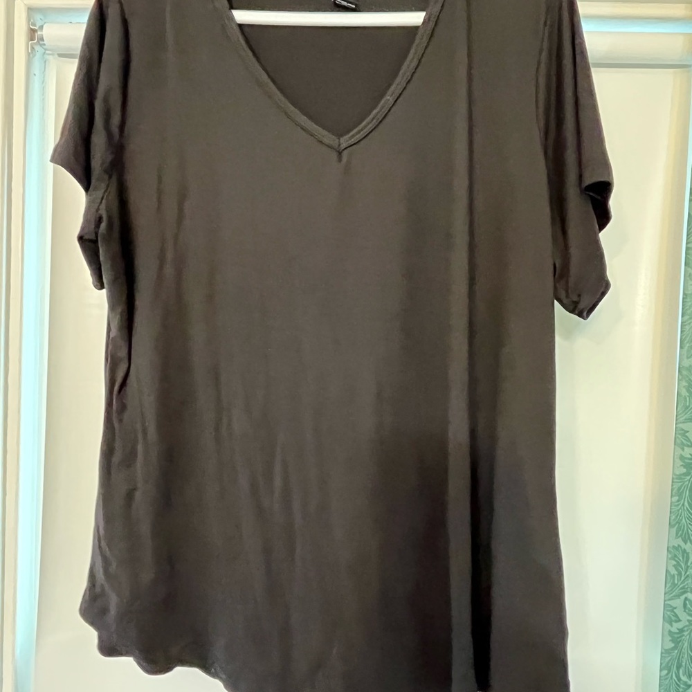 Plain black T-shirt, short sleeved